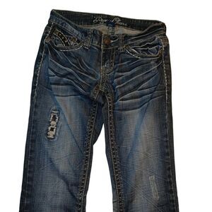 Request Designer Embellished Blue Denim Jeans - Size 0 WOW!!